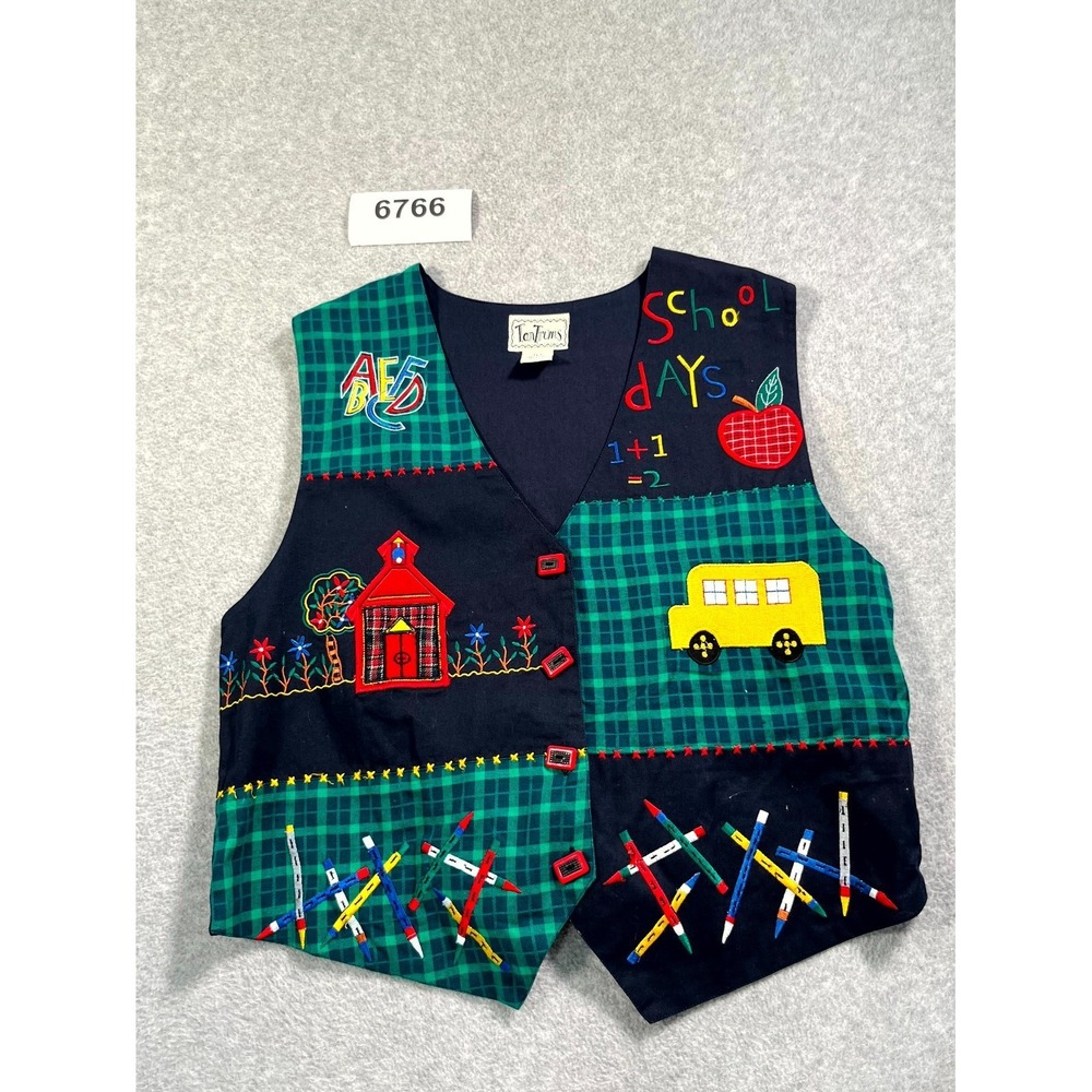 School Days Embroidered Patchwork Vest - Women